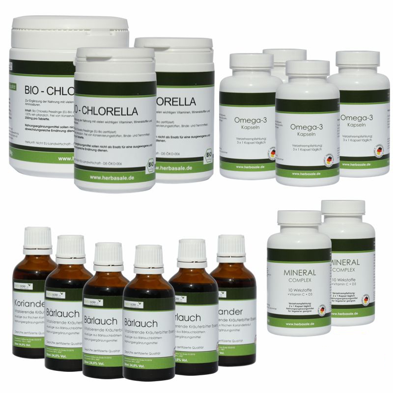 Schwermetallausleitung Gesamtpaket + Mineralkomplex + Omega 3, Herba